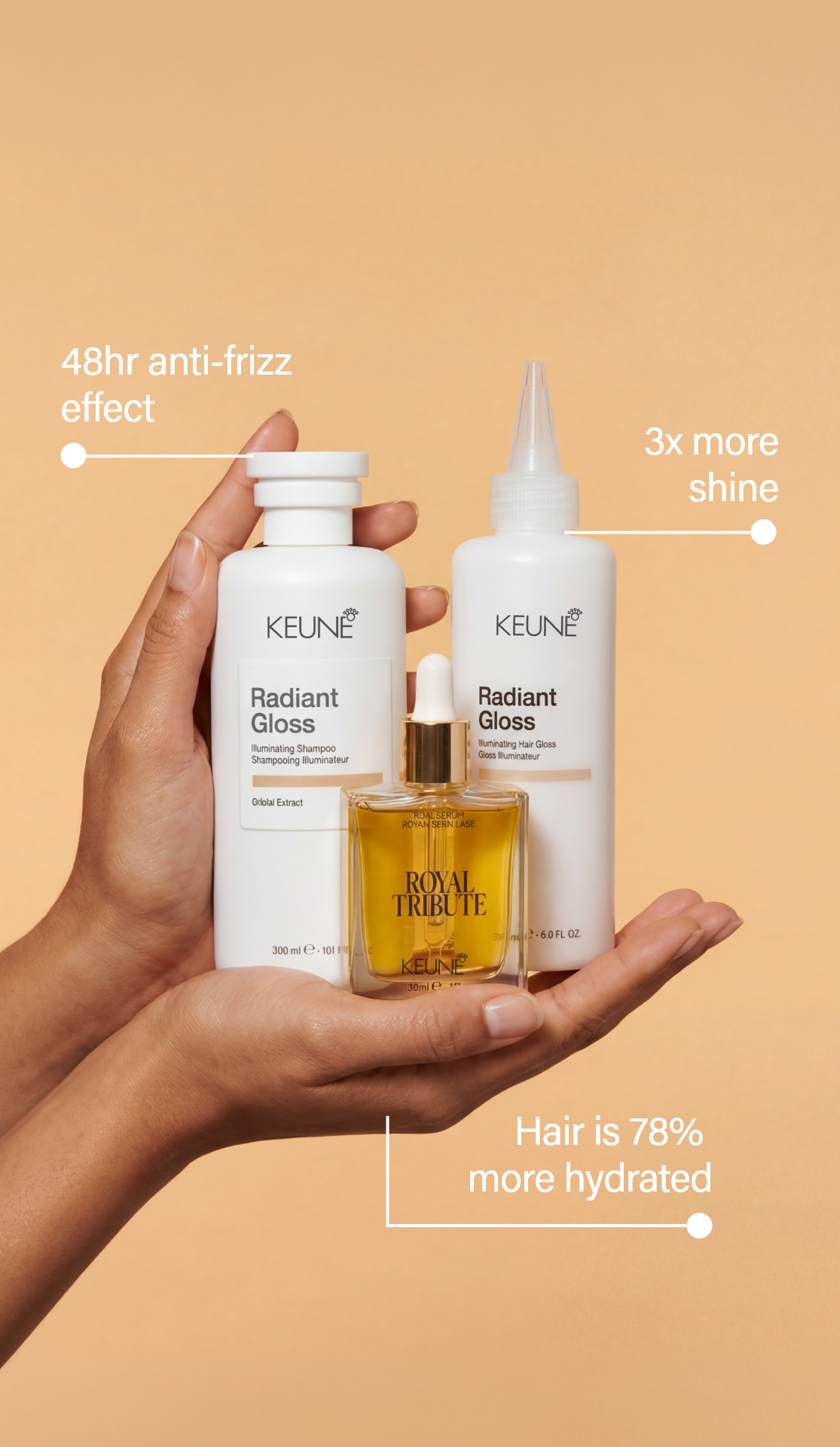 Radiant Gloss Shampoo is perfect for dull, dry hair. Its innovative, lightweight formula leaves your hair fresh, healthy, and shiny, achieving perfect hair at keune.ch.